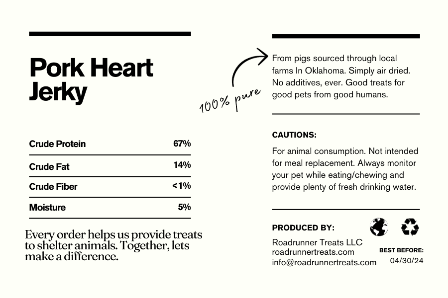 Pork Heart Jerky Roadrunner Treats